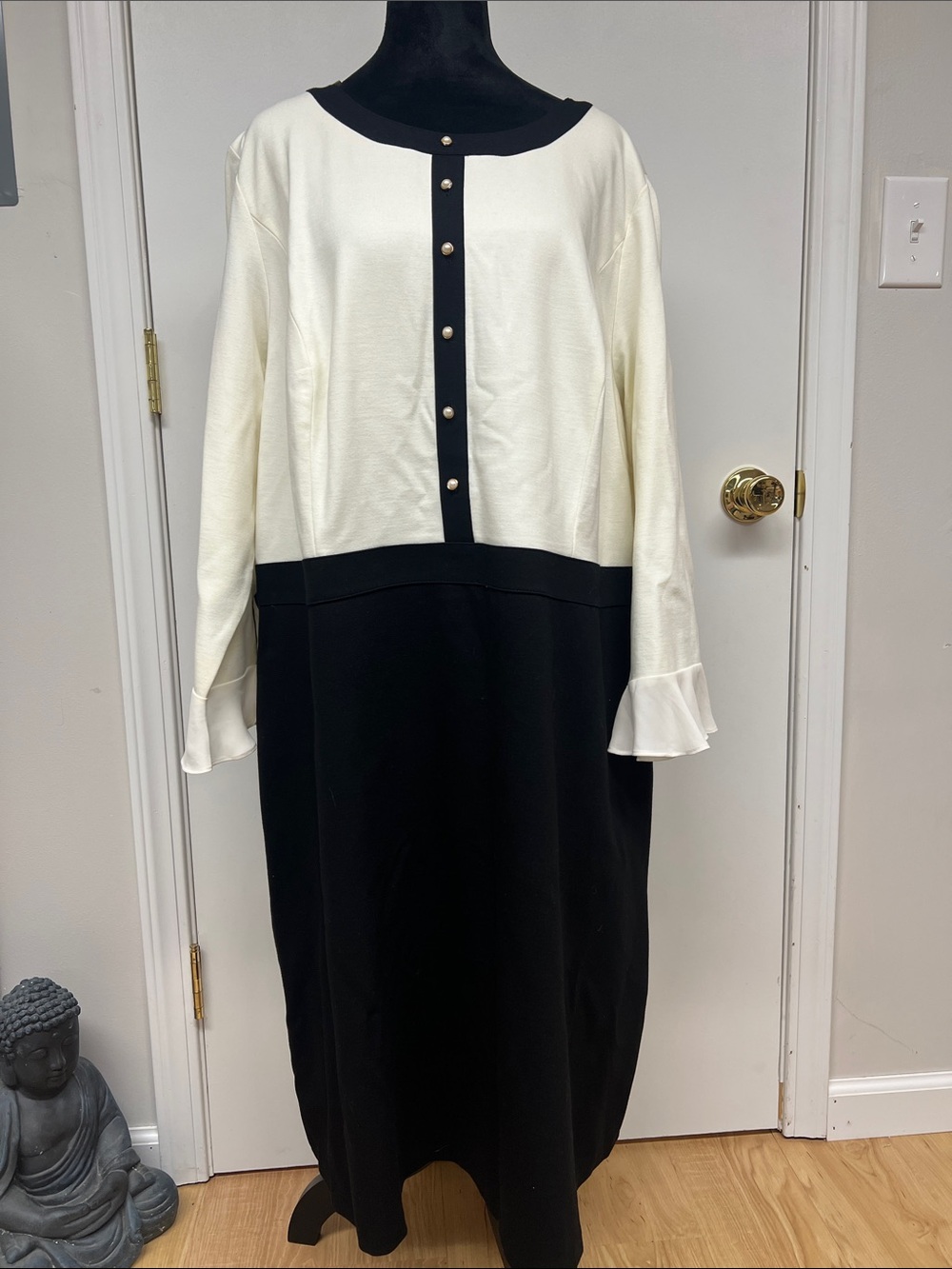 Talbots Black and Cream Two-Tone Maxi Dress